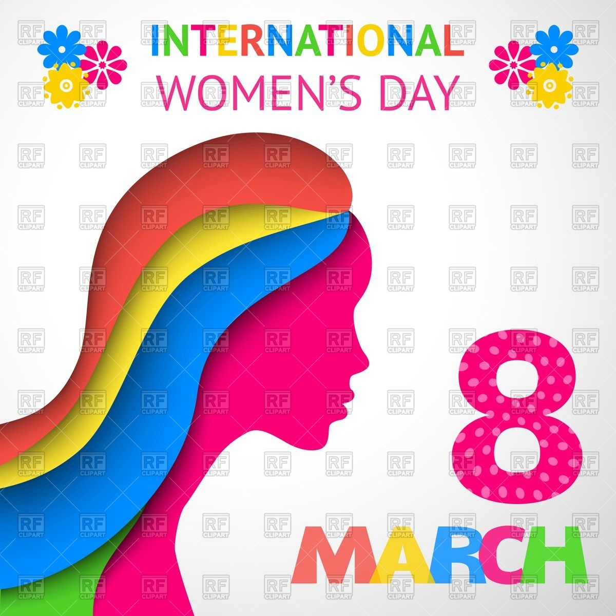 Women S Day 8 Of March Greeting Or Gift Card   Women S Silhouette   