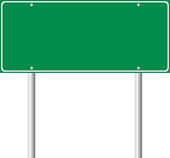 Blank Green Road Sign   Clipart Graphic