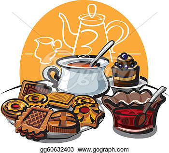 Clip Art   Cookie Jam And Tea  Stock Illustration Gg60632403