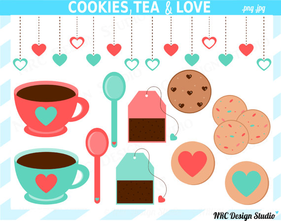 Clip Art   Cookies Tea And Love Clip Art   Digital Tea Party Clipart