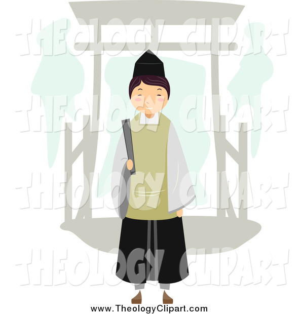Clip Art Of A Shinto Priest And Arch By Bnp Design Studio    1916