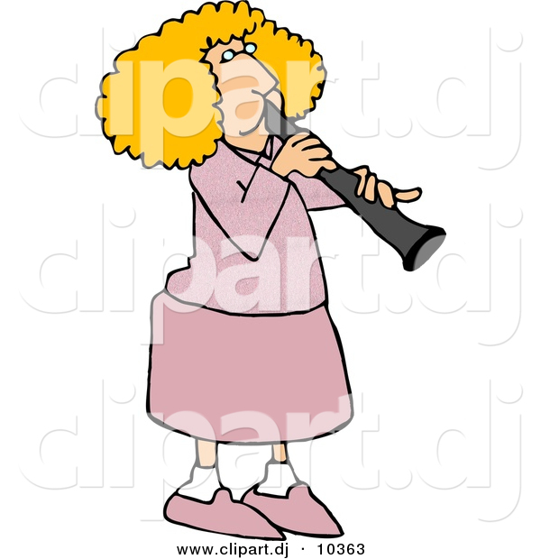 Clipart Of A Cartoon Female Clarinet Player Playing By Djart    10363