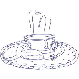 Clipart Outline Cookies Tea Time Kettle Cup Saucer Tea Time Clip Art