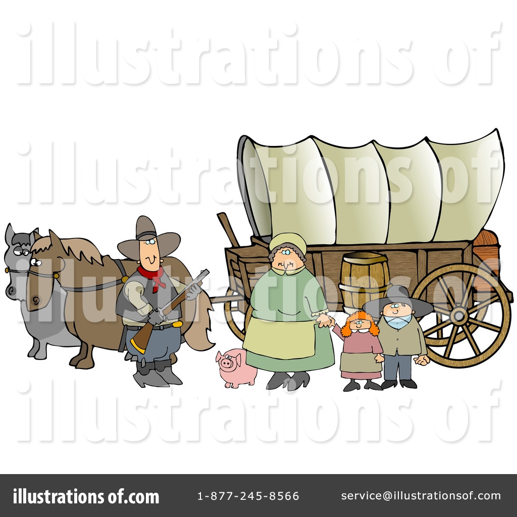 Com 14709 Royalty Free Covered Wagon Clipart Illustration