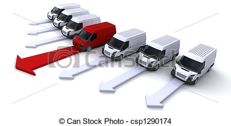 Drawing Of Leading The Way   Image Showing A Fleet Of Vans With One    