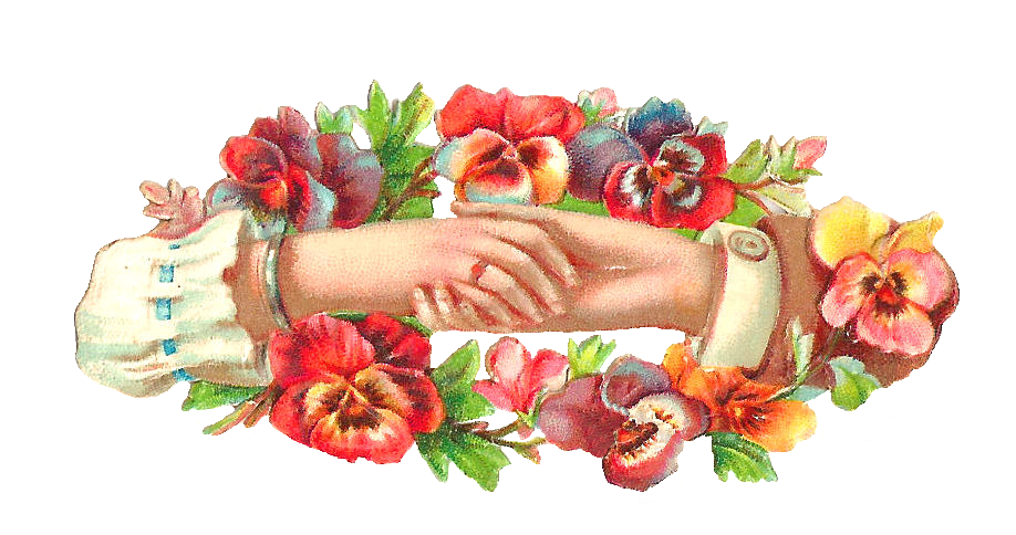 Free Antique Flower Graphic  Pansy Clip Art With Victorian Double Hand