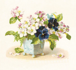Free Flower Clip Art  Vintage Graphic Of Pansies And Dogwood Flowers    