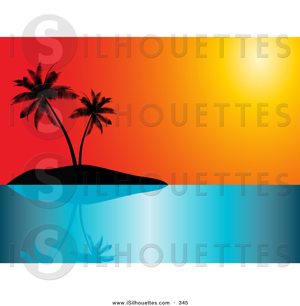 Larger Preview  Silhouette Clipart Of A Red And Orange Sunset Sky Over