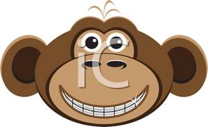 Monkey Face With A Bright Smile   Royalty Free Clipart Picture