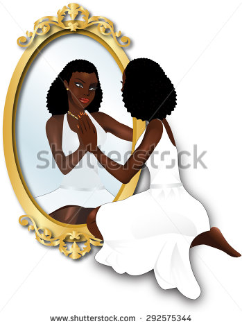 Of A Woman Seeing Her Reflection With Confidence    Stock Vector