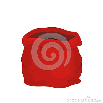 Open Empty Sack Santa Claus  Red Big Bag For Gifts  Stock Illustration