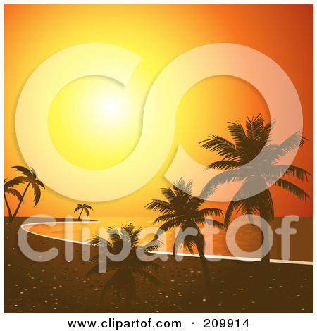 Royalty Free  Rf  Tropical Sunset Clipart Illustrations Vector
