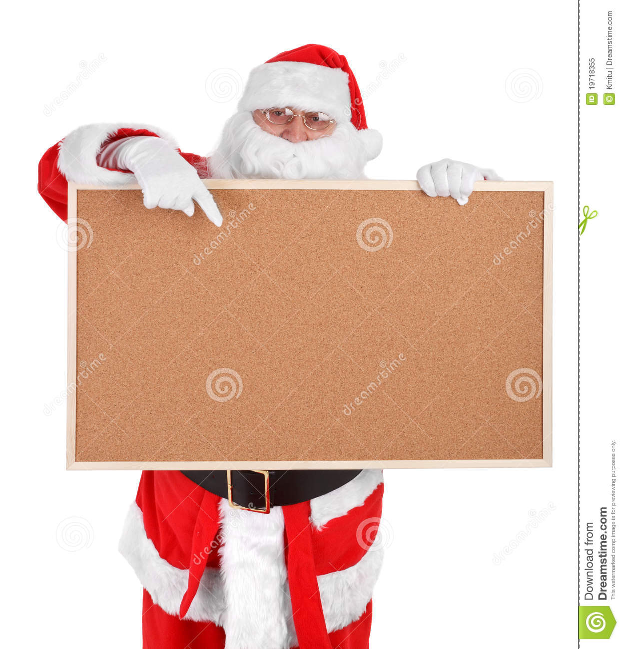 Santa Claus And Empty Bulletin Board Royalty Free Stock Photo   Image