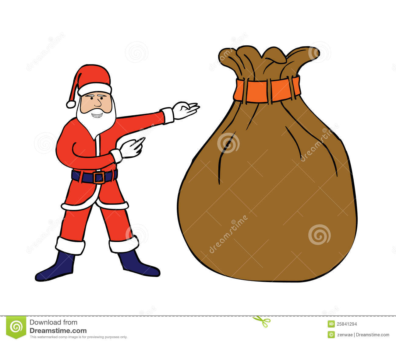 Santa Claus With A Big Sack  Well Layered Vector Eps 8 File