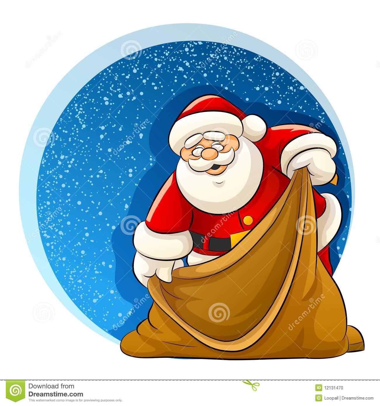 Santa Claus With Empty Sack For Christmas Gifts Stock Photo   Image    