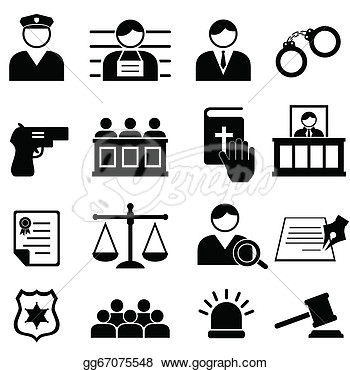 Stock Illustration   Legal Justice And Court Icon Set  Clip Art