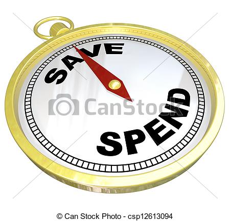 Stock Illustration Of Compass   Leading The Way To Saving Vs Spending