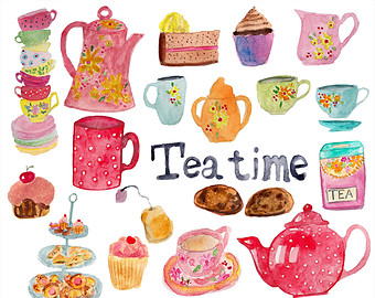 Tea Images With Cups Cakes And Cookies 36 Clipart 300 Dpi Png Files