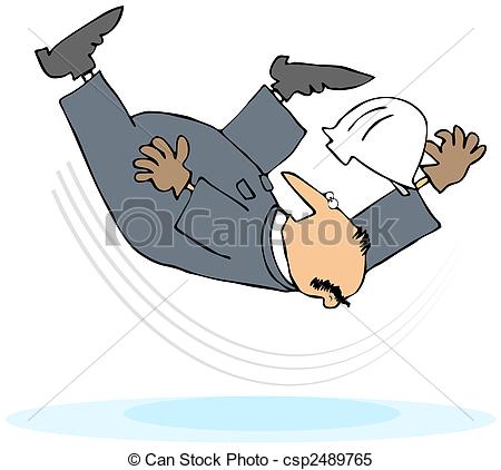 This Illustration Depicts A Man In Coveralls Slipping On Ice Or Water