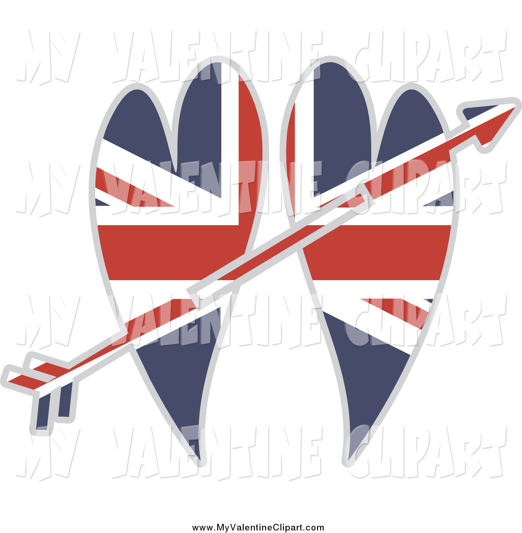 Valentine Clipart Of An Arrow Through Union Jack Hearts