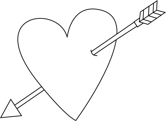 Valentine S Day Heart And Arrow Clip Art   Black And White Valentine