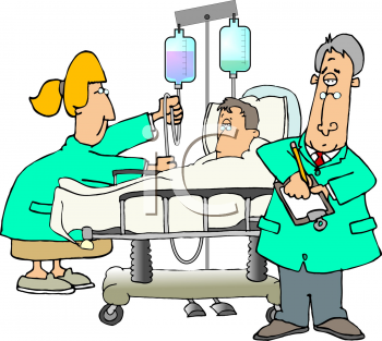 0511 0810 2317 3415 Cartoon Of A Man In The Hospital Clipart Image
