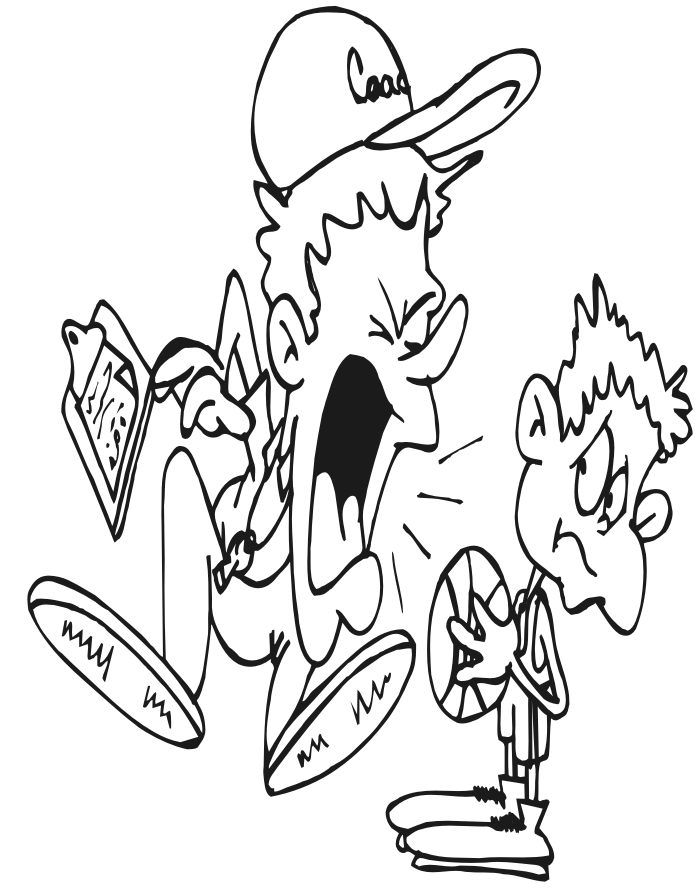 Basketball Coloring Page  A Yelling Coach