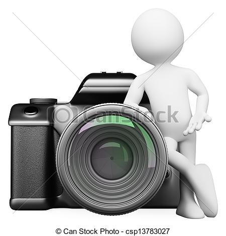 Clip Art Of 3d White People Digital Camera Dslr 3d White Person