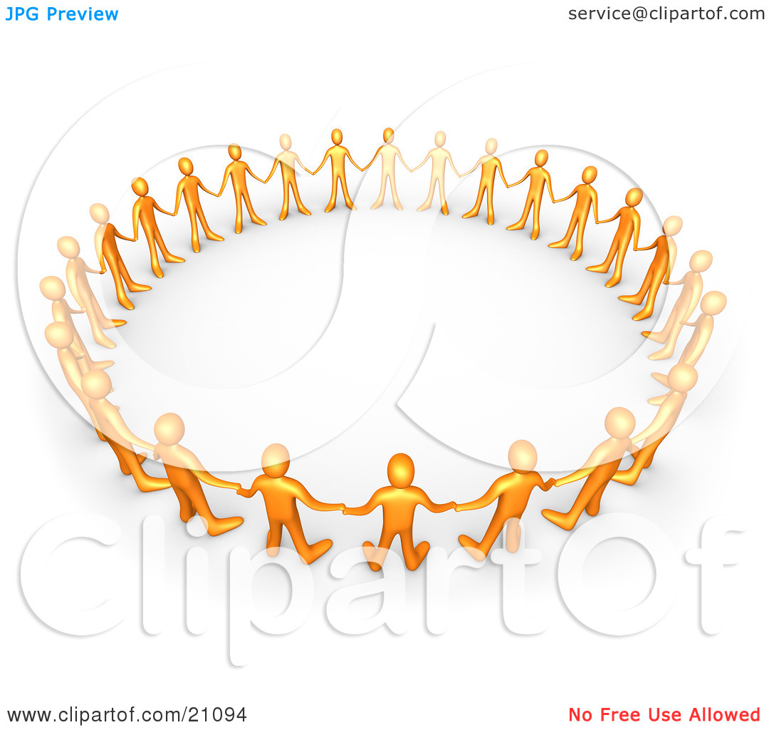 Clipart Illustration Of Orange People In A Group Holding Hands And