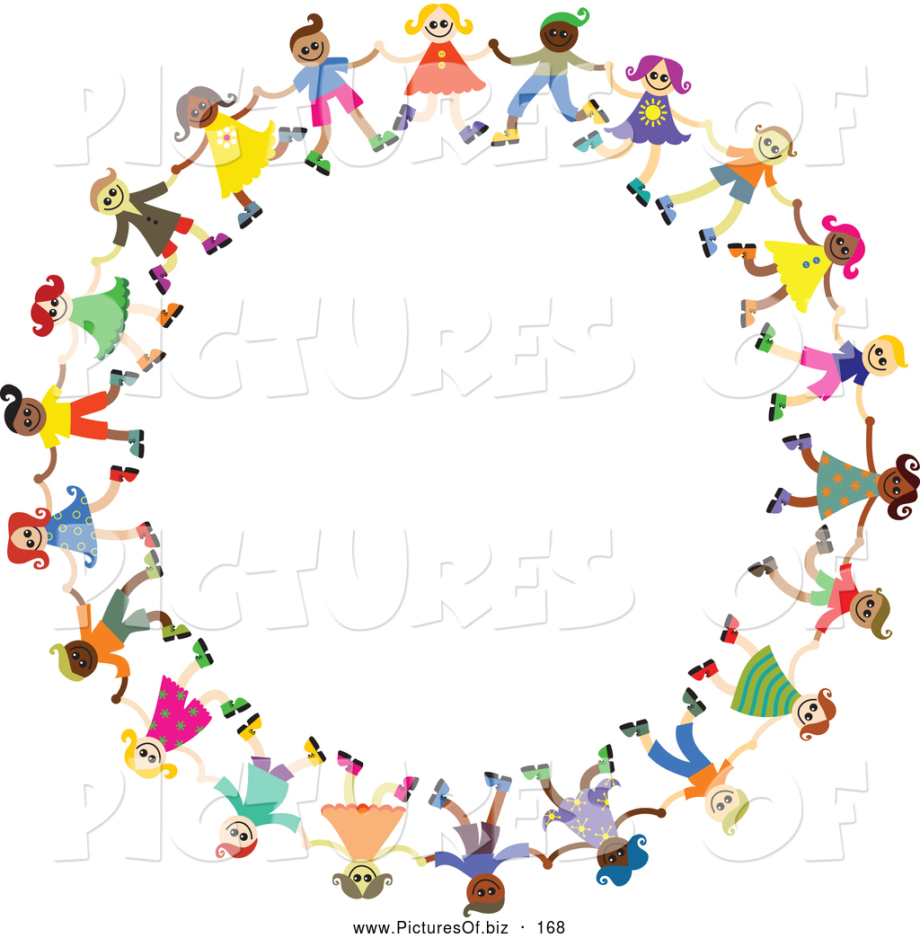     Clipart Of A Diverse Colorful Circle Of Happy Children Holding Hands