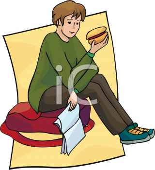 Clipart Picture Of A Teen Student Eating A Burger