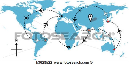 Clipart   World Airplane Flight Travel Plans Connections  Fotosearch