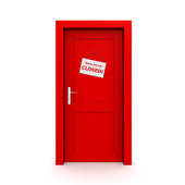 Closed Red Door With Door Sign   Clipart Graphic