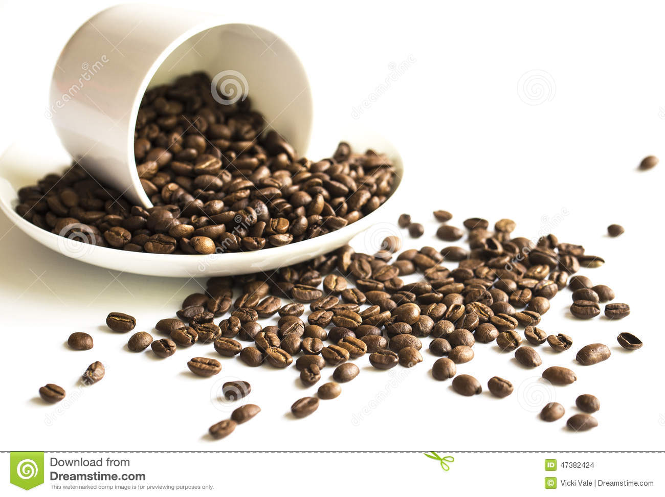 Coffee Beans Spilling Out Of Cup  Stock Photo   Image  47382424