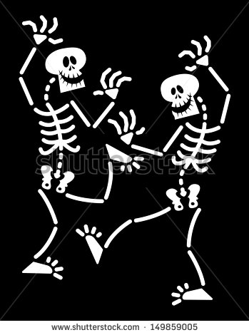 Couple Of Skeletons Having Fun Laughing And Dancing In A Lively And