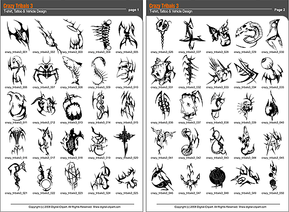 Crazy Tribals 3   Extreme Vector Clipart For Professional Use  Vinyl    