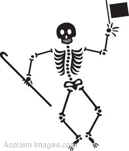Description  Clip Art Picture Of A Dancing Skeleton With A Cane And