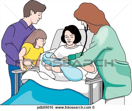 Family Group With Newborn In Hospital   Fotosearch   Search Clip Art    