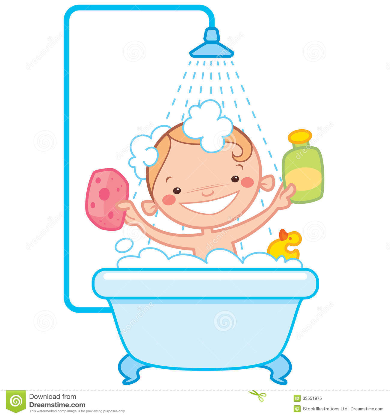 Happy Cartoon Baby Kid In Bath Tub Royalty Free Stock Photo   Image    