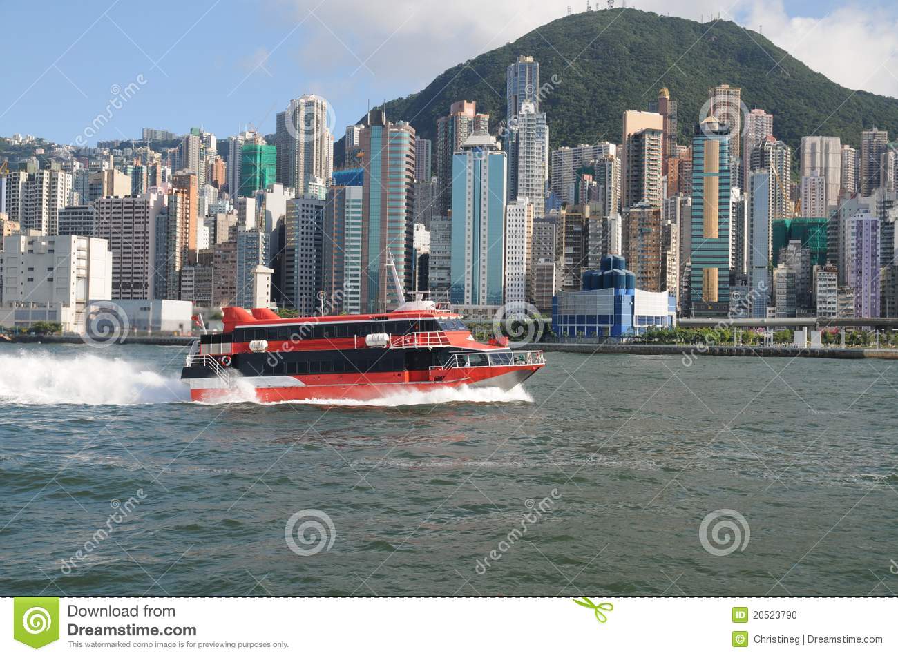 Hong Kong Skyline With Jetfoil Stock Photo   Image  20523790