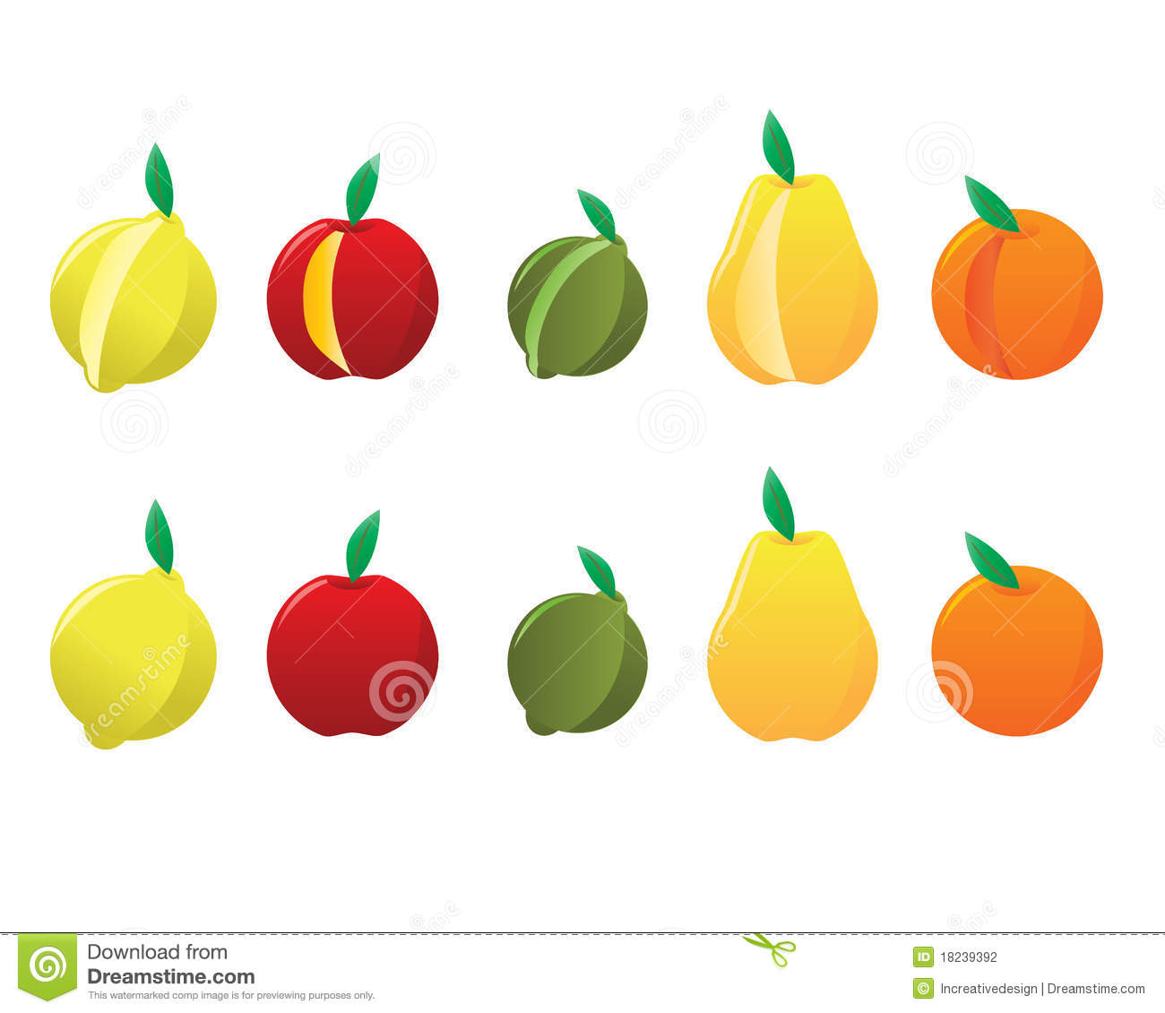 Lemon Apple Lime Pear Orange  Stock Photography   Image  18239392