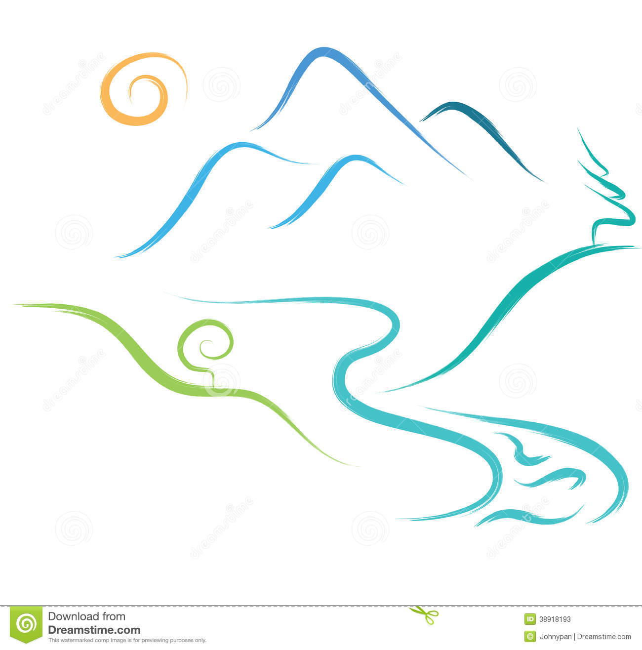 Mountain Nature Logo Simple Illustration Sketch Style