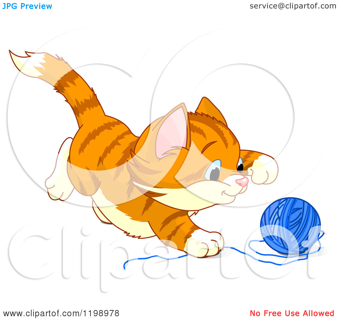 Playing With Yarn   Royalty Free Vector Clipart By Pushkin  1198978