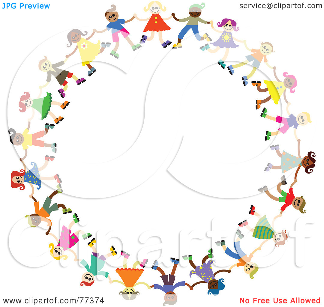 Royalty Free  Rf  Clipart Illustration Of A Diverse Circle Of Happy