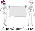 Royalty Free Rf Clipart Illustration Of A Skeleton Couple Holding Up A