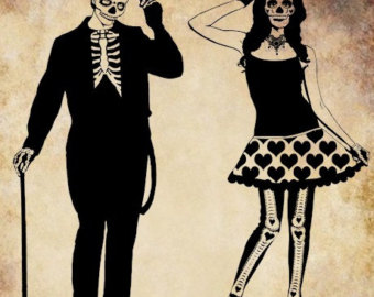 Skeleton Day Of The Dead Couple Png Clip Art Digital Image Download