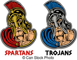 Spartan Or Trojan   Closeup Face Of A Spartan And Trojan