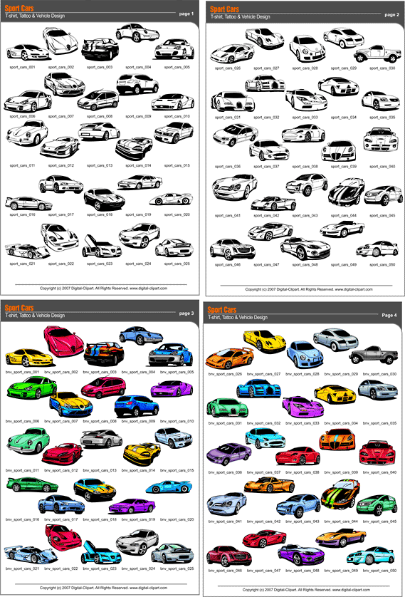 Sport Cars   Extreme Vector Clipart For Professional Use  Vinyl Ready    