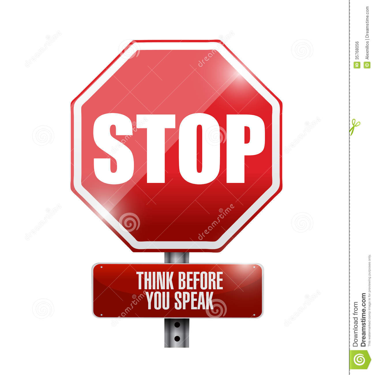 Stop Think Before You Speak Sign Illustration Royalty Free Stock Image