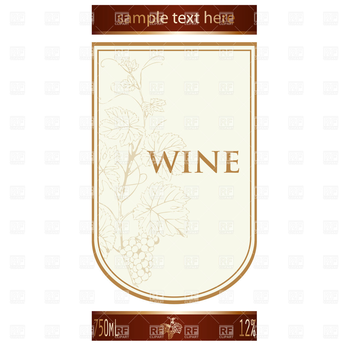 Template Of Wine Label With Vine And Bunch Of Grapes Download Royalty